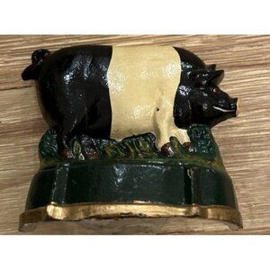 Cast Iron Pig Decorative Door Stop Farmhouse Cottage Country 4” H X 4” W